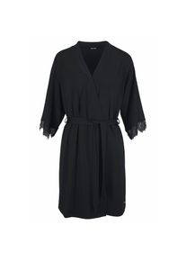 Lascana, Damen, Kimono 1-teilig, mit Spitze am &Auml;rmelsaum, schwarz, 36/38, Edler Kimono mit losem Bindeband an der Taille