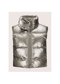 Madeleine Mode MADELEINE, Damen, Kurzweste &raquo;Steppweste Sommerweste mit Glanz-Finish&laquo; Wattierte Steppweste in Kurzform, silberfarben, 36, Moderne Kurzform mit L&auml;nge 