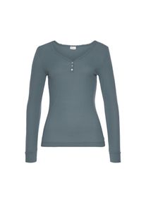 Lascana, Damen, Pyjamaoberteil 1-teilig, aus Rippstrick, rauchblau, 32/34, Kuschelweiches Longsleeve