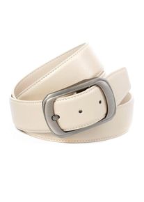 Anthoni Crown, Damen, Lederg&uuml;rtel mit matter Schlie&szlig;e, im zeitlosen Look, beige, 85, Aus formstabilem Leder gefertigt