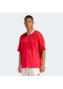 adidas Sportswear, Herren, T-Shirt &raquo;STADIUM GRAPHIC MESH&laquo; lockerer Schnitt, mit V-Ausschnitt, mit auff&auml;lliger Grafik, Pure Ruby/Off White/Crystal 