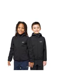 Jack Wolfskin, Unisex, Softshelljacke &raquo;FOURWINDS JACKET KIDS&laquo; mit Kapuze, black, 128, Softshelljacke