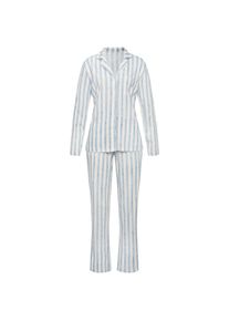 Vivance Dreams, Damen, Pyjama 2-teilig, 2 tlg. mit durchgehender Knopfleiste, blau-rosa-gestreift, 32/34, Klassischer Pyjama mit Allover-Druck