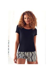 Lascana, Damen, Pyjamaoberteil aus weicher Viskosemischung, Schwarz, 36/38, T-Shirt in sch&ouml;ner Jersey-Qualit&auml;t