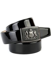 Anthoni Crown, Damen, Lederg&uuml;rtel mit Wappen, zeitloses Design, schwarz, 85, Aus formstabilem Leder gefertigt