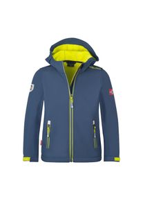 Trollkids, Unisex, Softshelljacke &raquo;KIDS TROLLFJORD JACKET&laquo;, mystic blue/glow green, 98, Softshelljacke f&uuml;r vielseitige Aktivit&auml;ten geeignet