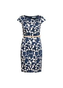 BETTY & CO Betty&Co, Damen, Etuikleid &raquo;Etuikleid mit G&uuml;rtel&laquo;, Dark Blue/Nature, 36 - EURO, Passform: Tailliert
