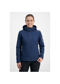 CMP, Damen, Softshelljacke &raquo;WOMAN JACKET ZIP HOOD&laquo; mit Kapuze sportlicher Stil, w&auml;rmend, wind- und wasserabweisend, &Uuml;bergangsjacke, BLUE, 38, 
