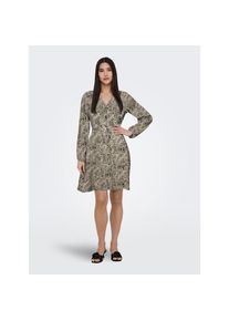 Only, Damen, Druckkleid &raquo;ONLEVIDA L/S SHORT DRESS WVN NOOS&laquo;, Pumice Stone AOP:ALMA HEART LEO, L - N-Gr, Kurzes Kleid von Only
