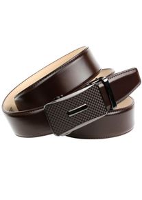 Anthoni Crown, Herren, Lederg&uuml;rtel mit Carbon-Schlie&szlig;e, braun, 90, Stufenlose Weitenregulierung