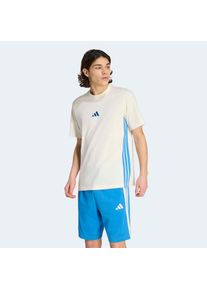 adidas Sportswear, Herren, T-Shirt &raquo;ESSENTIALS 3-STREIFEN SINGLE JERSEY&laquo; mit Rundhalsausschnitt, aus Baumwolle, weiches Single Jersey, Off White/Ray 
