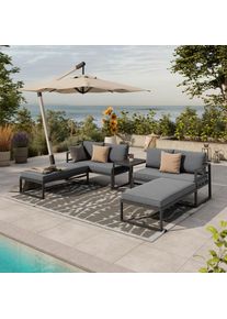 Ambia Garden Loungegarnitur, Anthrazit, Grau, Metall, Textil, 5-teilig, F&uuml;llung: Schaumstoff,Polyester, 250x188 cm, Gartenm&ouml;bel, Loungem&ouml;bel, Loungegarnituren