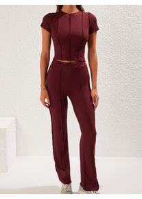 Trendyol Nohavicov&yacute; kost&yacute;m Ženy bordov&aacute; 36