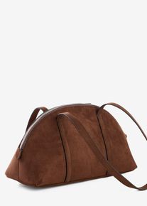 Borsa a tracolla in similpelle scamosciata, Marrone, Taglia 18x34 cm, bonprix