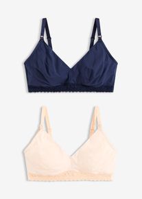 Reggiseno da allattamento senza ferretto con cotone biologico (pacco da 2), rosa, Taglia 75B, bonprix