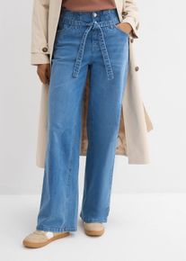 Jeans wide leg in cotone biologico vita alta, Blu, Taglia 44, bonprix