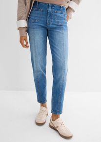 Mom jeans cropped vita alta, Blu, Taglia 44, bonprix