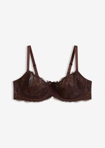 Reggiseno con ferretto imbottitura laterale e pizzo delicato, Marrone, Taglia 80B, bonprix