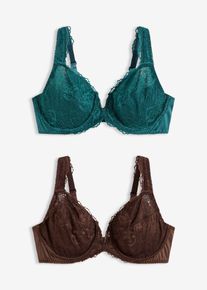 Reggiseno con ferretto ed effetto lucido (pacco da 2), Petrolio, Taglia 75B, bonprix