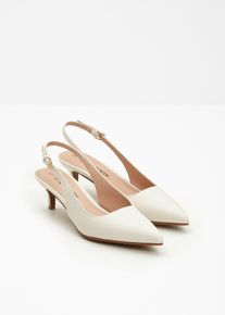 D&eacute;collet&eacute; slingback con tacco sottile, Bianco, Taglia 37, bonprix