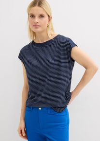 Maglia in viscosa fluente con dettaglio in satin, Blu, Taglia 54/56 (XL), bonprix