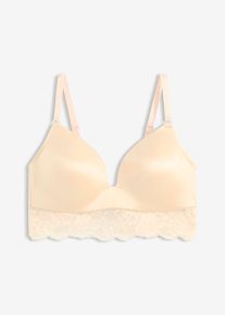 Reggiseno senza ferretto con coppe preformate e pizzo, rosa, Taglia 80A, bonprix
