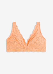 Bralette comoda con cotone biologico morbido e pizzo, Arancione, Taglia 105C, bonprix