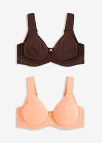 Reggiseno t-shirt con ferretto e cotone biologico (pacco da 2), Marrone, Taglia 95C, bonprix