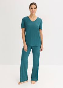 Pigiama con viscosa e pizzo, Petrolio, Taglia 58/60 (XXL), bonprix