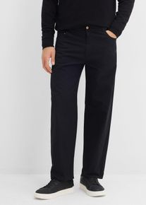 Pantaloni in twill loose fit con elastico in vita straight, Nero, Taglia 56, bonprix