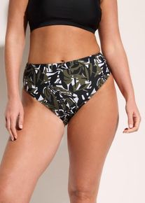 Slip per bikini a vita alta con effetto modellante leggero (pacco da 2), Nero, Taglia 48, bonprix