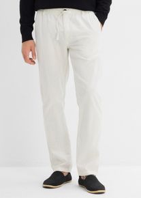 Pantaloni chino regular fit in fresco misto lino straight, Grigio, Taglia 58, bonprix