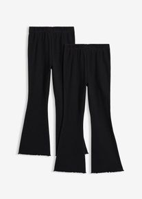 Leggings a costine con fondo svasato (pacco da 2), Nero, Taglia 92, bonprix