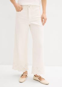 Pantaloni culotte in misto cotone elasticizzato, Bianco, Taglia 54, bonprix