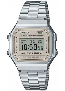Chronograph CASIO VINTAGE, silber (taupe, silberfarben, champagnerfarben), Armbanduhren, Damen, silberfarben, Chronograph, Quarzuhr, Armbanduhr,Damenuhr, Herrenuhr, Digitaluhr, Edelstahlarmband