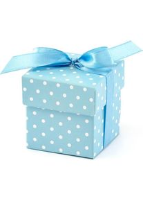 partydeco, Geschenkverpackung, Drageebox blau mit Punkten (10St.)