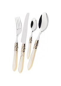 Bugatti ALDAMS4250 Aladdin Table Cutlery SteelABS Ivory 39 x 27 x 5 cm 24Piece, Besteck, Weiss
