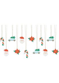 partydeco, Geschenkverpackung, Weihnachtsmann-Etiketten (12 Stk)