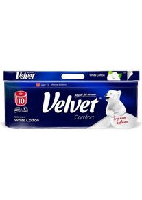 Velvet Valvet Toilet Paper 3-Ply White Cotton, 10 Rolls, Haushaltspapier, Weiss