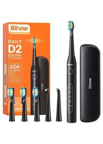 Bitvae, Elektrische Zahnb&uuml;rste, Sonic toothbrush with tips set and travel case D2 (black)