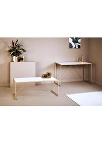 Jahnke, Couchtisch &raquo;GLAM COFFEE&laquo;, Gold/ Marmor Wei&szlig; + Gold-Optik + Marmor-Look,