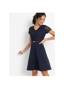 bonprix, Damen, Minikleid festlicher Stil, mit kurzem Arm, ausgestellte Passform, dunkelblau (L&auml;nge: Regul&auml;r), 36 - N-Gr, Mit kurzem Arm f&uuml;r 