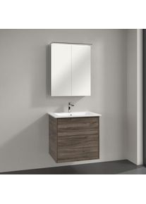 Villeroy & Boch Villeroy & Boch Finero Badm&ouml;bel Set 65 cm, Stone Oak Waschtisch mit Waschtischunterschrank und Spiegelschrank