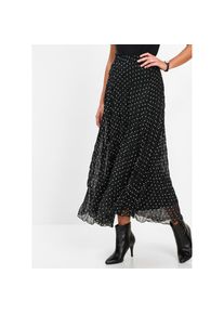 bonprix, Damen, Plisseerock mit Elastikbund, in A-Linie, mit Crash-Optik, schwarz/wei&szlig; gepunktet, 40, Obermaterial und Futter aus Kunstfaser sorgen 