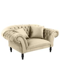 Mid.you , Beige , Textil , Buche , vollmassiv , F&uuml;llung: Silikon, Schaumstoffflocken , 180x94x103 cm , Made in EU , Wohnzimmer, Sessel, Polstersessel