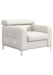 Livetastic , Wei&szlig; , Leder , Echtleder , Rindleder , 99x78-92x106 cm , Made in EU , Wohnzimmer, Sessel, Polstersessel