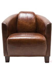 Kare-Design , Braun , Leder , Echtleder , Rindleder , Vintage , 70x72x83 cm , Wohnzimmer, Sessel, Polstersessel