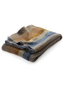 R&oslash;ros Tweed Lammwolldecke Naturt&ouml;ne Fri Blau-Braun