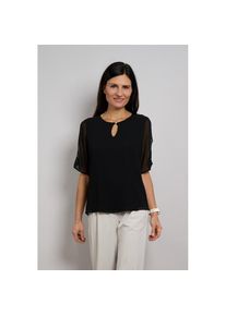 Seidel Moden, Damen, Chiffonbluse &raquo;Otto exclusiv&laquo; Halbarm mit Cut-Out-Detail und Glitzerstein - MADE IN GERMANY, schwarz, 44, Feminines Shirt von 
