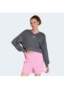 adidas Sportswear, Damen, Sweatshirt &raquo;STADIUM CREW&laquo;, Grey Six/St Tropic Bloom/Ch Solid Grey, XXL, Locker geschnittenes Sweatshirt mit V-Ausschnitt und